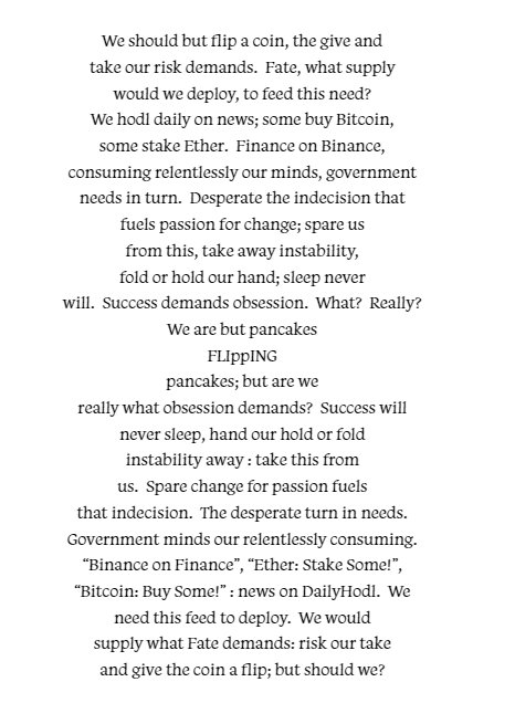 a closeup of the palindrome poem entitled Degen Reneged - Our flipPening